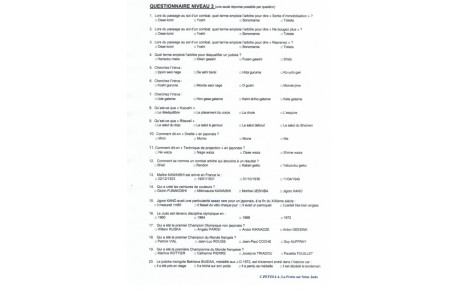 Quizz N°3 sur le judo